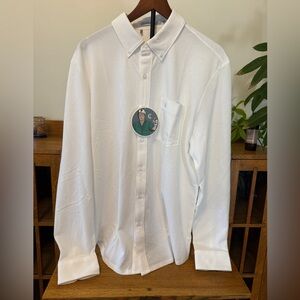 New NWT Criquet Oxford White XL Button Down Shirt, Rare 100% Pima Cotton Knit